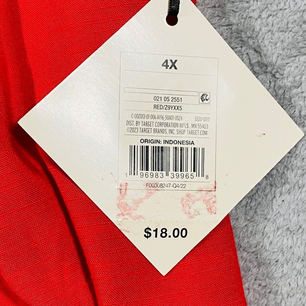 Ava & Viv Camisole Women 4X Red Ruched Drawstring V-Neck Adjustable Straps - Picture 8 of 15